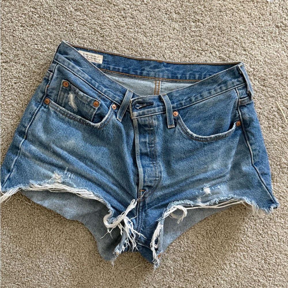 Levi's Blue Jean Shorts Distressed Cutoff Style